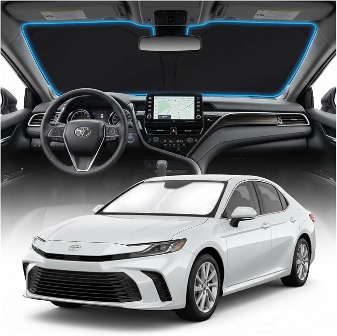 for Toyota Camry Sun Shade Windshield Cover - Custom Fit Camry Accessories 2025 2026 Sunshade Foldable UV Protection & Heat Shield Sun Visor Accessories
