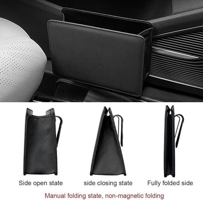 ZIMISI Car Trash Can, Leather Car Garbage Can with One Roll Trash Bag, Foldable Hanging Storage Container, Mini Trash Bin, Vehicle Garbage Organizer Holder for Door Side, Back Seat (Black)