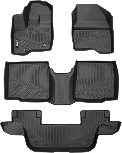 Floor Mats Custom for 2011-2014 Ford Explorer 7 Passenger Bench Seat All Weather Protection TPE Heavy Duty Non-Slip Automotive Floor Liners Fits Front& 2nd & 3rd Row Full Set Accessories, Black