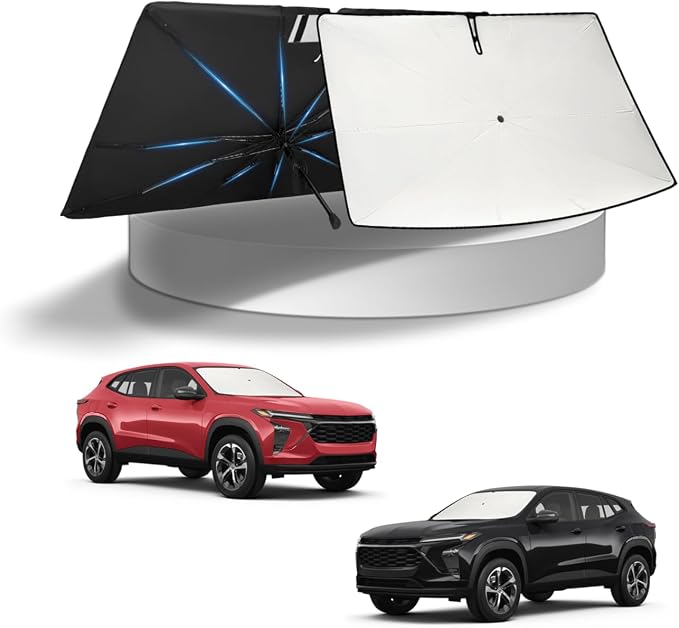 KUST Sun Shade Umbrella for Chevrolet Trax 2024-2026 | Custom Fit Windshield Sunshade | Foldable Sunshade with Bendable Handle | Blocks Heat & UV Scratch Resistant Keep Car Cool Sunshield