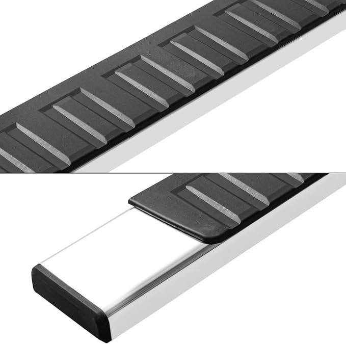 6 Inch Side Steps Running Boards; Compatible with 2019-2026 Chevy Silverado/GMC Sierra 1500, 2500, 3500 Regular/Standard/Single Cab Truck; Stainless Steel, Plastic; OE Style