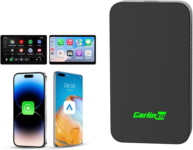 CarlinKit 5.0 Wireless Android Auto & Apple CarPlay Adapter - Fast & Stable USB Dongle for Factory Wired CarPlay Cars - Plug&Play, Easy Setup