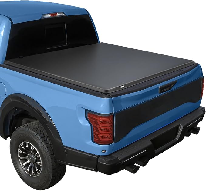 VEVOR Soft Roll-Up Truck Bed Tonneau Cover, Compatible with 2015-2026 Ford F-150, Fits 5.6 ft (5 ft 7 in/67 in) Bed, Triple-Layer Heavy-Duty PVC Tonneau Cover with Three Aluminum Alloy Support Bars