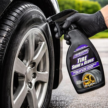 Tire Shine & Gloss Spray, 16 fl oz (2 Pack) – Deep Wet Look Finish, Durable Tire Dressing, Revives & Protects Rubber and Vinyl, Quick & Even Application
