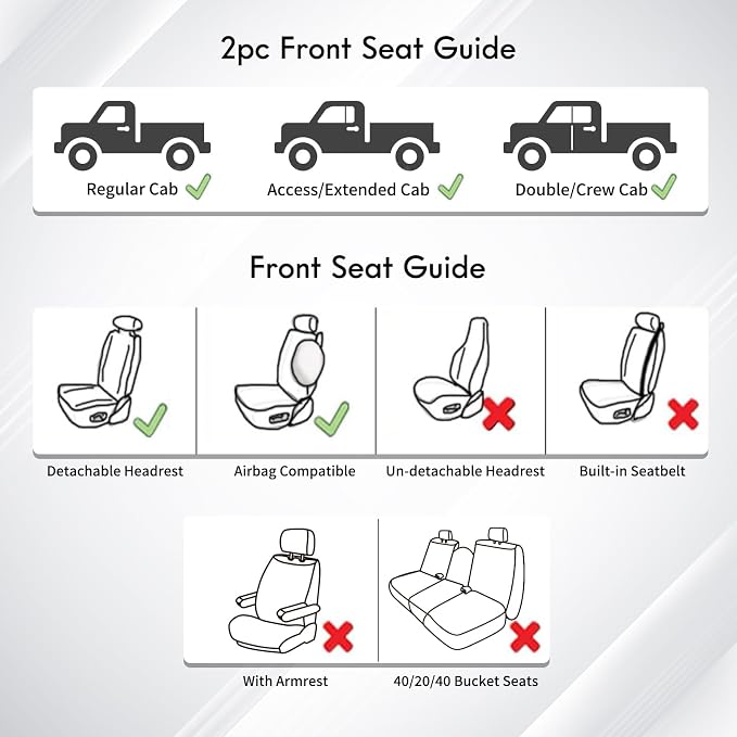 Huidasource Tacoma Front Car Seat Covers, Leather Seat Cushion Cover Fit for 3rd Gen Toyota Tacoma 2016-2023 Double&Crew Cab SR,SR5, Limited,TRD Pro, TRD Sport, TRD Off-Road(Front Pair/Black&White)
