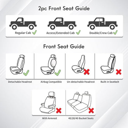 Huidasource Tacoma Front Car Seat Covers, Leather Seat Cushion Cover Fit for 3rd Gen Toyota Tacoma 2016-2023 Double&Crew Cab SR,SR5, Limited,TRD Pro, TRD Sport, TRD Off-Road(Front Pair/Black&White)