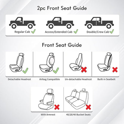 Huidasource Leather Car Seat Covers Fit for Toyota Tacoma 2016-2023 2022 2021 Full Coverage Seat Cover for Double/Crew Cab SR, SR5, Limited, TRD Pro, TRD Sport,TRD Off-Road (Front Pair/Black&Blue)