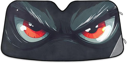 Evil Red Eyes Grey Eyebrow Windshield Sun Shade for Car Auto SUV Truck Foldable Front Window Sunshade Sun Visor Protector Block UV Rays Reflect Heat, 55" x 28"