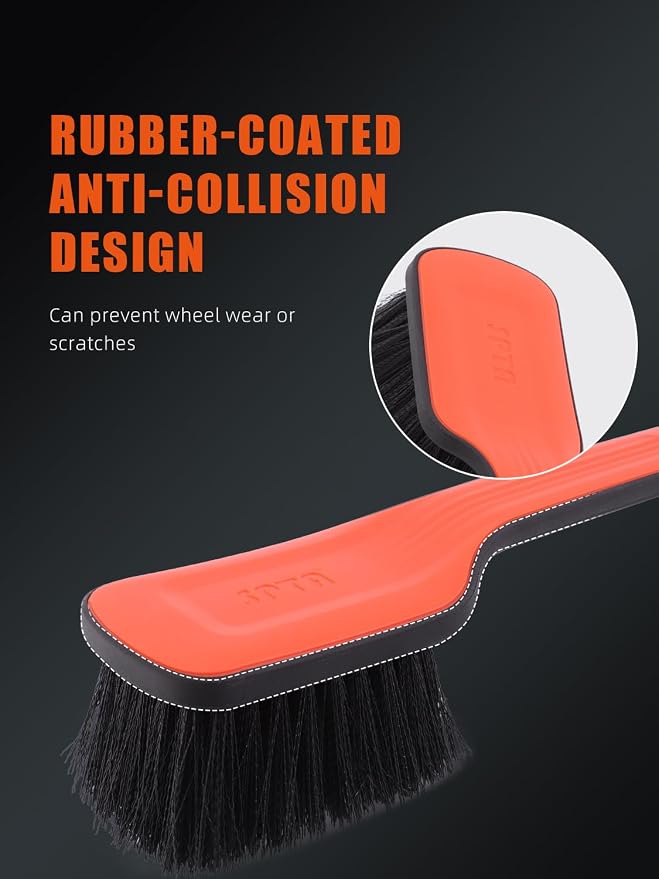 SPTA Tire Brush, Carpet Cleaning Brush, 2Pcs Wheel Brush, Carpet Cleaning Brush,Stiff Synthetic Bristles, Ergonomic Design Handle, Scrub Brush for Floor Mats,Car Wheel Hub Cleaning,Car Interior, Home