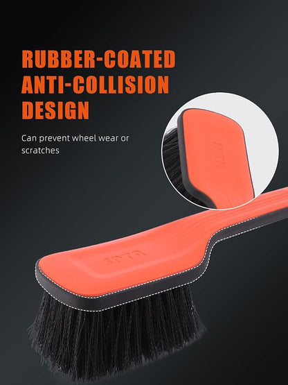 SPTA Tire Brush, Carpet Cleaning Brush, 2Pcs Wheel Brush, Carpet Cleaning Brush,Stiff Synthetic Bristles, Ergonomic Design Handle, Scrub Brush for Floor Mats,Car Wheel Hub Cleaning,Car Interior, Home