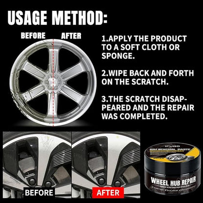 Car Tire Shine with Sponge, Tire Polishing Paste, Wheel Scratch Repair Kit, Removes Scratches & Restores High-Gloss Finish for Alloy Wheels, TireRims