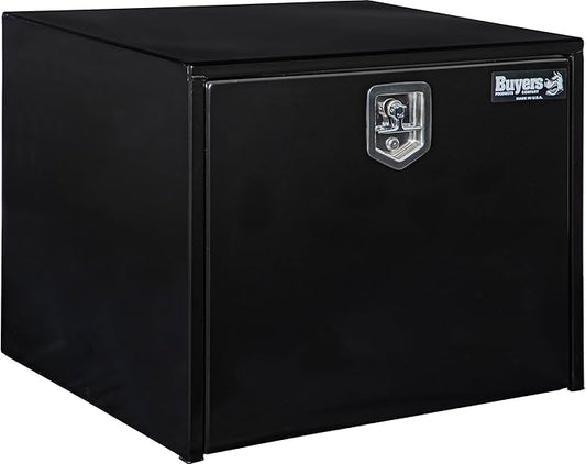 Buyers Products 1704303 Black Steel Underbody Truck Tool Box – 24 x 24 x 30 Inch - Truck Bed & Underbelly RV Storage Box, Locking T-Latch, Weather-Resistant, Heavy-Duty Flatbed Job Box, Made in USA