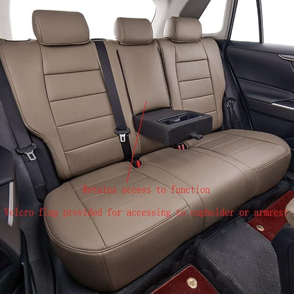 EKR Rav4 Seat Covers Custom Fit for Toyota Rav4(Gasoline) 2019 2020 2021 2022 2023 2024 2025 LE/XLE/XLE Premium/Limited,Leather Car Seat Cover Full Set for SUV,Faux Leather(Sand Beige)