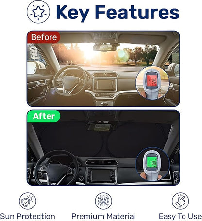 GENANY Custom Windshield Sun Shade for Car SUV Truck (55x30 Inches), Turn Your Photo Logo Text Into Windshield Sunshades, Personalized Car Sun Shades, Customized Sun Blocker Keep Your Vehicle Cool
