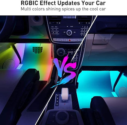 Govee Car Lights, Smart RGBIC Interior Car Lights with APP, Remote Control, LED Lights for Decor, DIY Mode and Multiple Scene Options, 2 Lines Design 72 LED Lights