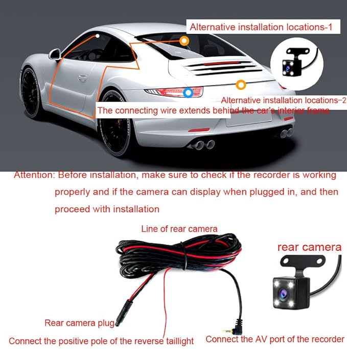 1080P 3 Channel Dash Camera for Car Front and Rear Inside Dashcam Car Video Recorder,170°Wide Angle Vehicle Cam,WDR,G-Sensor,2’’ IPS Screen,Loop Recording,Night Vision(3Channel Dash Cam With 32G Card)