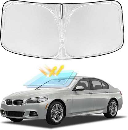for BMW 5 Series 2011-2016 Windshield Sun Shade - 4 Layers Car Sunshades for Front Windows Shade Cover Custom Fit 5 Series 525i 520i 528i 530i 535d 535i 550i Sun Visor Blocks UV Rays Car Accessories