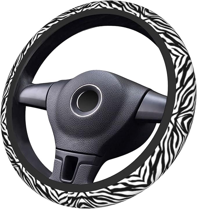 Zebra Steering Wheel Covers Non Slip Neoprene Stripe Pattern Steering Wheel Protector Cover Universal 15 inch for Women Men Car Trucks