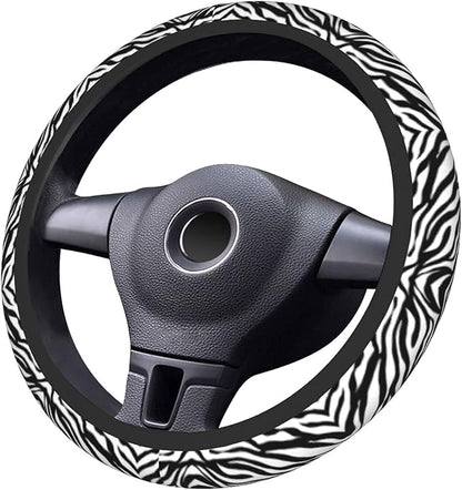 Zebra Steering Wheel Covers Non Slip Neoprene Stripe Pattern Steering Wheel Protector Cover Universal 15 inch for Women Men Car Trucks