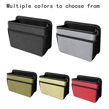 Car Trash Can, Foldable Multifunctional Hanging Storage Box Trash Can with a Roll of Garbage Bag, Multi Pocket Design Suitable for Car, Home, and Office Car Trash Cans (Beige)