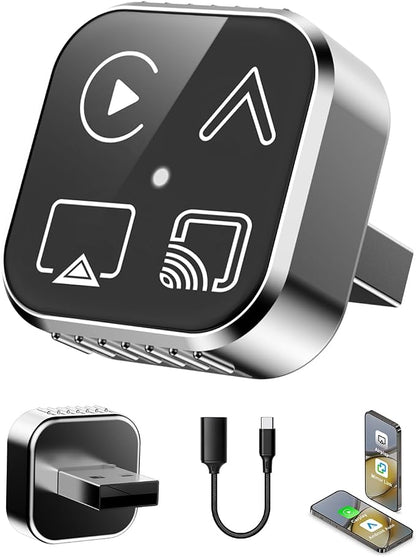 VQU 4 in 1 Wireless CarPlay Adapter for iPhone & Android Auto Adapter, 2026 Upgrade Plug & Play USB C Dongle, Convert Wired to Wireless CarPlay & Android Auto, AirPlay & Miracast Screen Mirroring