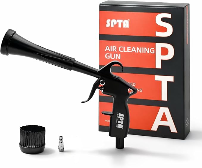 SPTA Car Cleaning Gun, Car Blow Gun Trumpet Head High Pressure Dryer Blow Gun, Car Cleaning Air Gun Kit, Vortex Air Cleaning Tool for Quickly Blasts Dirt and Dust from Surface