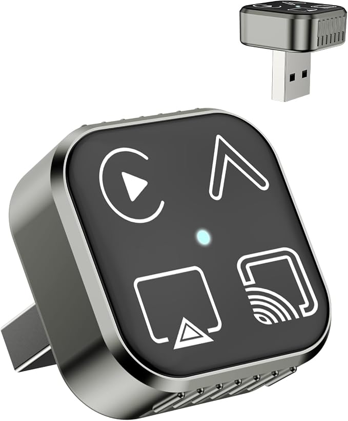 2026 4 in 1 Mini Wireless CarPlay Android Auto Adapter, Support AirPlay MirrorLink, Convert Wired to Wireless, Auto Connect for Daily Commute, Plug and Play Dongle (Gunmetal Grey)