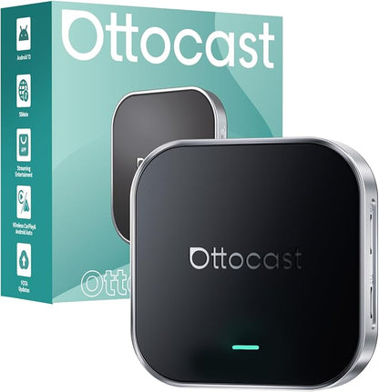 Ottocast E2 OttoAibox 2026 Car Streaming Box, Android 13 Smart AI Box with Netflix/YouTube, Wireless CarPlay Adapter, Car Video Player with Split-Screen