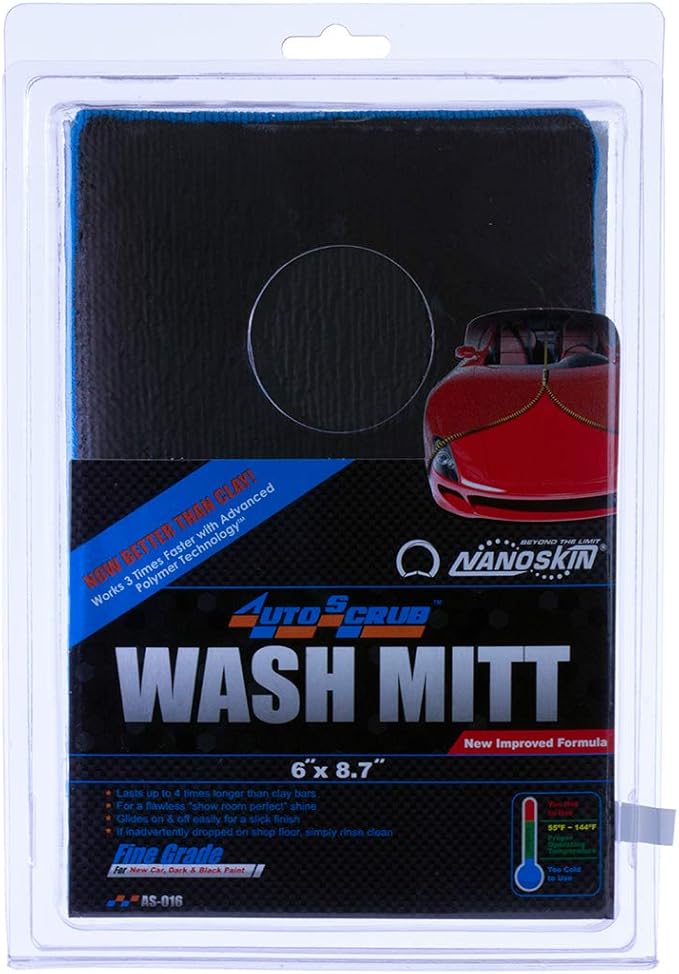 Nanoskin AUTOSCRUB Fine Grade Wash Mitt,Weft Knitted Microfiber [AS-016] Blue, 6" x 8.7"