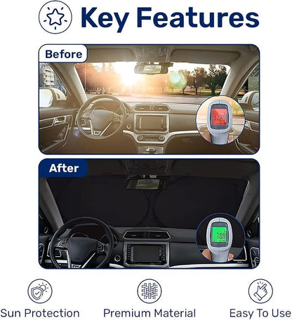 GENANY Evil Eyes Movie Windshield Sun Shade for Electric Vehicle (59x37 Inches), Automobile Sunshade, Protector Blocks UV, Halloween Auto Gift, Car Decor