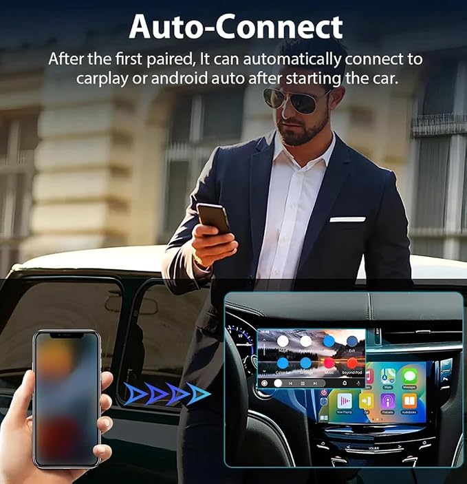 CarPlay USB Adapter for BMW 320i 328i 330i 3 GT 530i 550i 535i 5 GT 630i 640i X1 X3 X5, 2-in-1 Plug & Play Adapter Converts Wired CarPlay to Cable-Free CarPlay, Fast Auto-Connect, No Delay