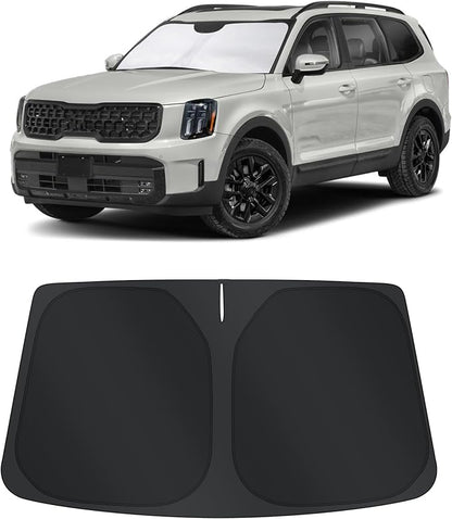 TINGLU Sun Shade for Kia Telluride 2020-2024 2025 Accessories Windshield Sun Shade Window Shade UV Rays Protection Sun Visor Cover with Steering Wheel Sunshade Storage Bag
