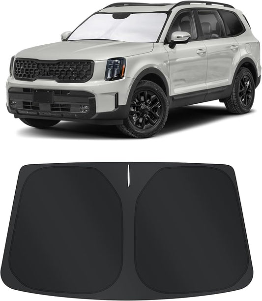 TINGLU Sun Shade for Kia Telluride 2020-2024 2025 Accessories Windshield Sun Shade Window Shade UV Rays Protection Sun Visor Cover with Steering Wheel Sunshade Storage Bag