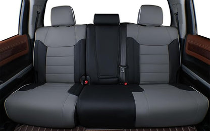 EKR Custom Fit Tacoma Leather Car Seat Covers for Toyota Tacoma 2012 2013 2014 2015 (TRD Sport Seats)- Full Set, Faux Leather((Black/Gray)