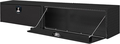 Buyers Products 1721551 Black Aluminum Diamond Tread Topsider Truck Box With Drop Door, 72 x 13 x 16 Inch, Made in The USA, Lockable Tool Chest, Durable Job Box For Storage & Organization