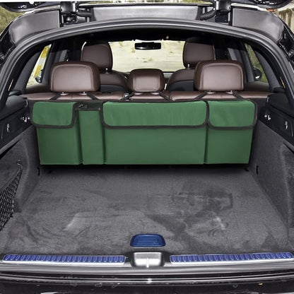 AUCELI Car Trunk Organizer, Backseat Hanging Large Storage with Adjustable Straps, Waterproof Collapsible Cargo Bag with 4 Pockets, Sturdy Space Saver Frees Trunk Floor for SUV, Truck, MPV