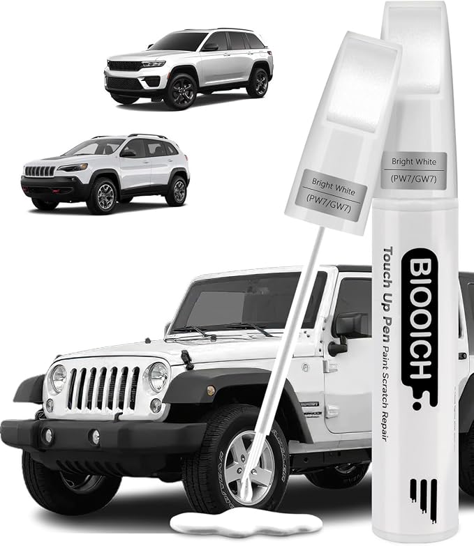 Touch Up Paint Pen Exact Color Match Car Chip and Scratch Repair (for Jeep, Bright White(PW7/GW7))