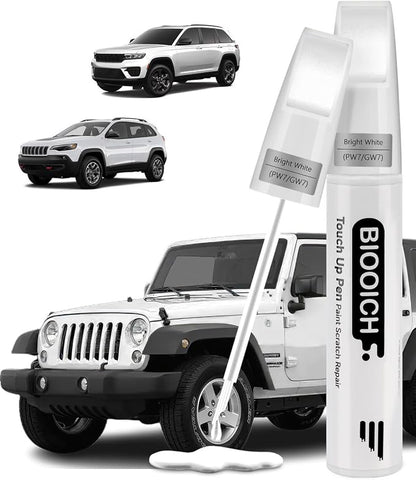 Touch Up Paint Pen Exact Color Match Car Chip and Scratch Repair (for Jeep, Bright White(PW7/GW7))