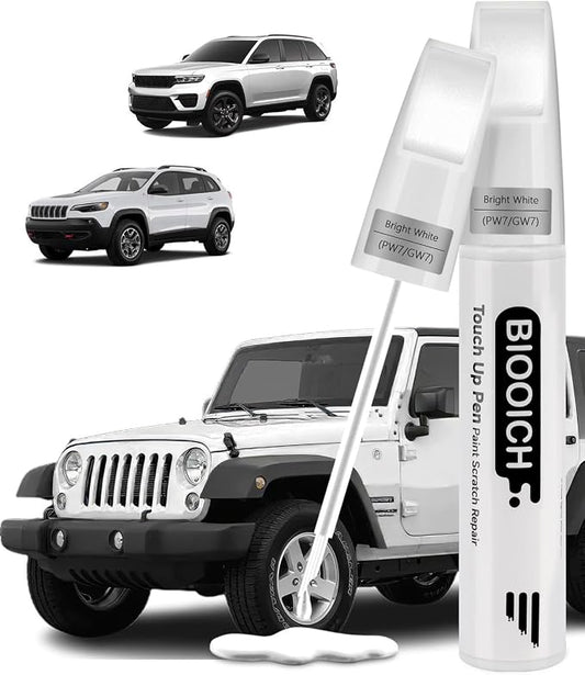 Touch Up Paint Pen Exact Color Match Car Chip and Scratch Repair (for Jeep, Bright White(PW7/GW7))