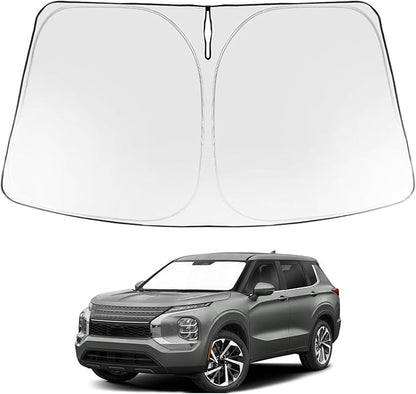 Proadsy 2026 Upgrade Windshield Sun Shade Custom Fit 2026 2025 2024 2023 2022 Mitsubishi Outlander Foldable Front Sunshade Protector Sun Visor Blocks UV Rays Keep Car Cooler