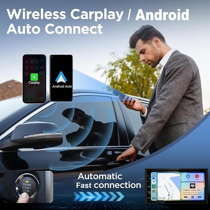 Wireless CarPlay Adapter for Apple iPhone, Android Auto Wireless Adapter for Samsung Galaxy/Motorola, 2025 Upgrade Plug & Play Fast Connection Car Play (Black)