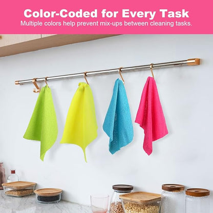UNIMADE Microfiber Cleaning Cloth, 120 Pack Reusable Paper Towels Microfiber Towels for Cars Lint Free Shop Rags with for Home Kitchen Automotive, 11"x 9", Pink & Yellow & Green & Blue