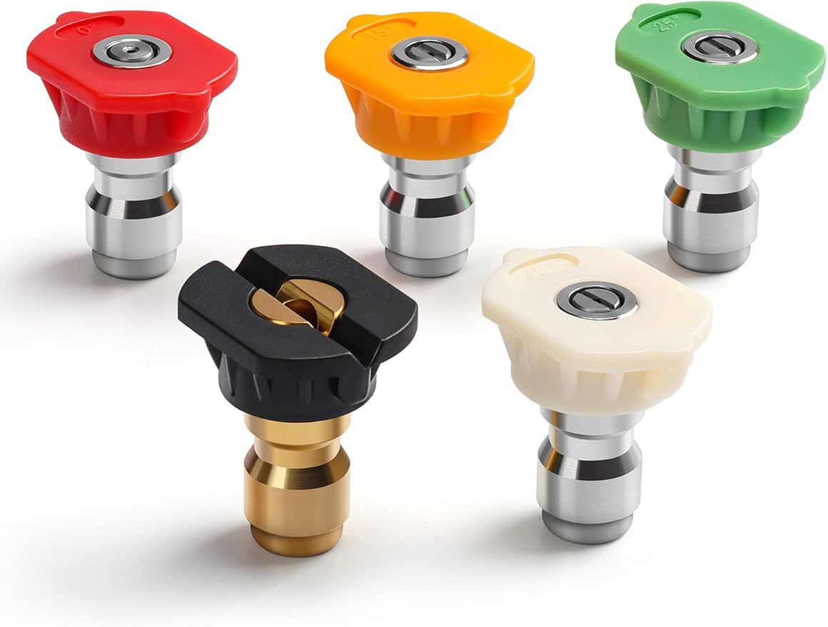 AstroAI Pressure Washer Spray Nozzle Tips 5-Pack,5 Cleaning Angles, 1/4” Quick Connector, 2.5 GPM Nozzle Size Fit Most Pressure Washers