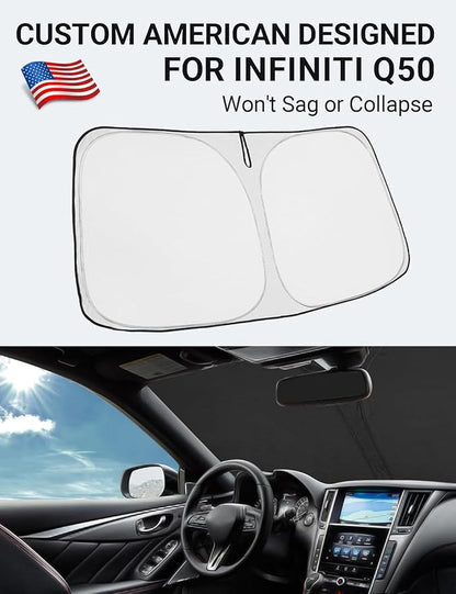 Proadsy 2026 Upgrade Front Windshield Sun Shade Foldable Sunshade Protector Custom Fit 2014-2024 Infiniti Q50 Sedan Accessories