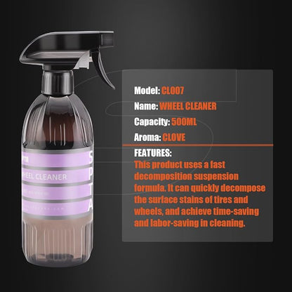 SPTA Wheel & Tire Cleaner, 16oz 500ml Rim Cleaner Spray Brake Dust, Iron Remover, All in One Tire & Wheel Car Wash Wheel Well Cleaning Spray for Car Detailing,Safe On Most Rim Finishes -CL007
