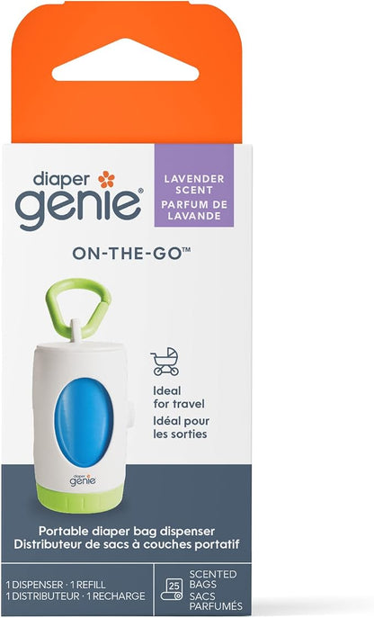 Diaper Genie On-The-Go Dispenser, Portable Diaper Bag Dispenser, Lavender Scent