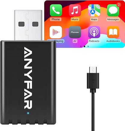 A4 Wireless CarPlay Adapter for iPhone, Android Auto for Android Phone, Dual-core 5G Chip (Upgraded), 5.8Ghz WiFi No Lag, Car Play Dongle with USB-C Cable for OEM Wired CarPlay/AndroidAuto Car 2016+