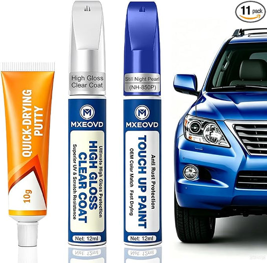 Still Night Pearl NH-850P Touch Up Paint Compatible with Honda, All in One Car Scratch Repair Kit with Primer Putty & Clear Coat, Complete Sanding Tools Set for Scratches Chips Nicks