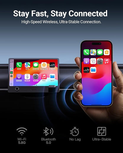 ZUCWO 2-in-1 Mini Wireless CarPlay Adapter for iPhone & Android, Plug and Play, Low Latency, Portable Carplay Adapter Converts Wired to Wireless CarPlay for Car from 2016+