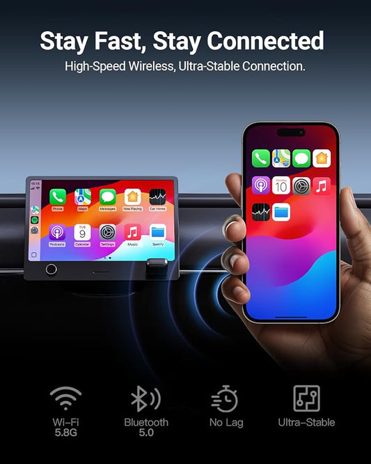 ZUCWO 2-in-1 Mini Wireless CarPlay Adapter for iOS Andriod Auto Plug and Play Low Latency Portable Carplay Adapter Converts Wired to Wireless CarPlay for iOS10+/Android 11+ (Blue)